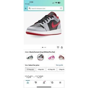 Nike Big Kids Air Jordan 1 Low size 5.5 youth